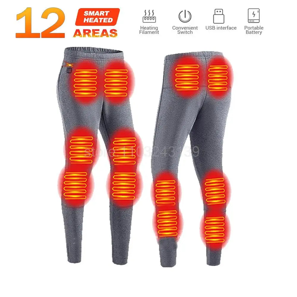 Winter Heated Thermal Underwear Men Heating Jacket Skiwear Heated Jacket Fleece Warm Top Pants USB Electric Heating Clothing