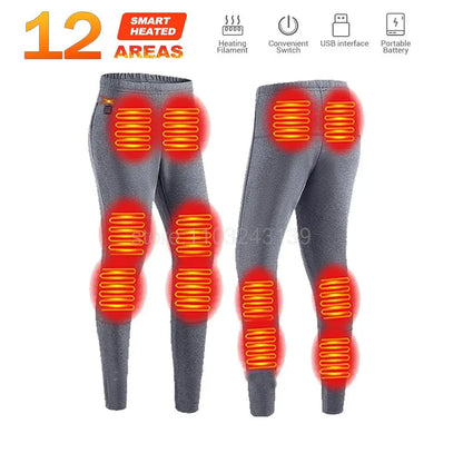 Winter Heated Thermal Underwear Men Heating Jacket Skiwear Heated Jacket Fleece Warm Top Pants USB Electric Heating Clothing