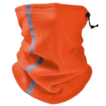 Winter Fleece Neck Warmer Reflective Neck Gaiter with Adjustable Drawstring Skiing Windproof Ski Neck Gaiter for Skiing Hiking