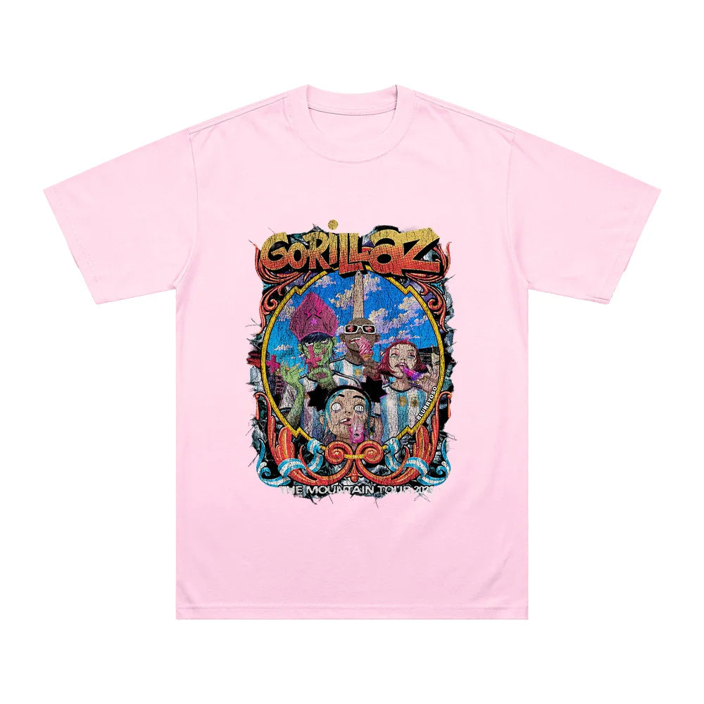 THE MOUNTAIN TOUR 2026 T Shirts Gorillazs Football World Cup Fashion High Street Streetwear Summer Unisex Pure Cotton Loose Tees