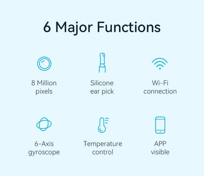 Wireless Ear Wax Removal With Camera Rechargeable Ear Cleaner 8 Megapixels Ear Check Camera with 6 Pcs Ear Spoon Set Canal Clean