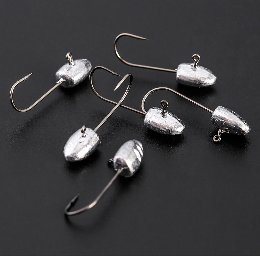 JOHNCOO 10pcs Exposed Jig Head Hook Fishing Hooks 2g 3g 5g Bait Hook Soft Bait Wom Hook light jigging hook