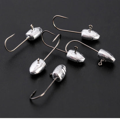 JOHNCOO 10pcs Exposed Jig Head Hook Fishing Hooks 2g 3g 5g Bait Hook Soft Bait Wom Hook light jigging hook