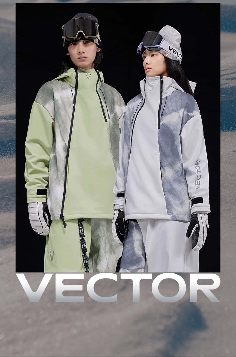 VECTOR Men and Women Splicing Skiing Skiing Top Waterproof Windproof Warm Durable Indoor and Outdoor Skiing Snowboard Jacket