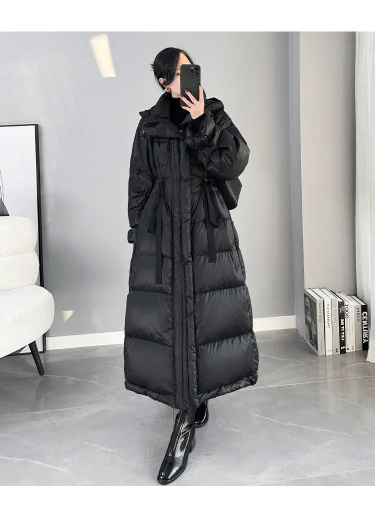 2025 New Women's Winter Black Down Jacket Women's Hooded White Duck Down Coat Windbreak Women Thicken Parker Overcoat
