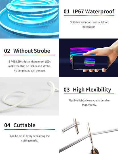 Smart App LED Strip Lights SMD 5050 RGB APP Remote Control Flexible Ribbon Diode Lamp Tape TV Backlights Game Room Home Decor