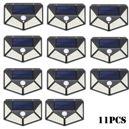 1-12 Pack Solar Lights Outdoor 100 LED Wall Lamp Motion Sensor Lights Waterproof Solar Street Light for Garden Porch Yard Garage