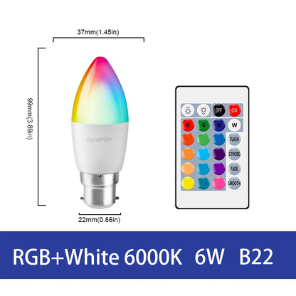 LED RGB Lamp Spotlight Bulb E27 E14 GU10 B22 AC120V 230V Bombillas LED 6W 10W IR Remote Control Led Smart RGBW Lamp Home Decor