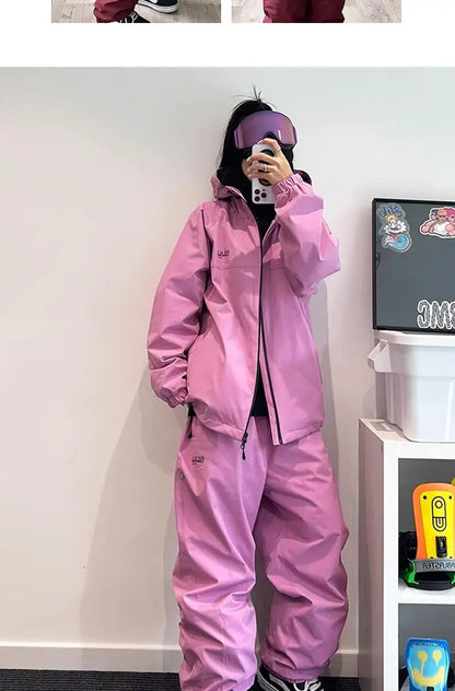 John snow 2024 New Male female couple Single and double board Ski suit set Loose type waterproof keep warm Ski pants ski jackets