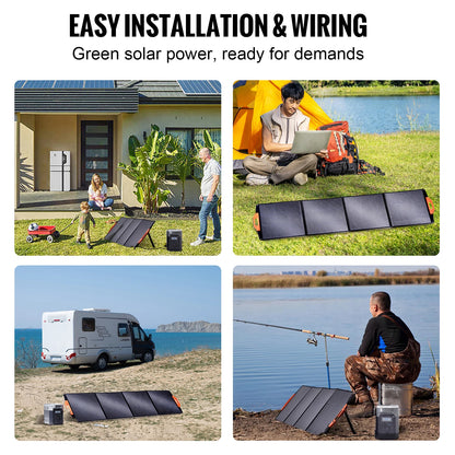 SucceBuy Portable Monocrystalline Solar Panel Foldable ETFE Charger Efficiency Panel Waterproof for Power Station Camping Hiking
