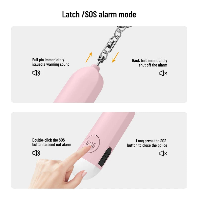 Emergency SOS Siren 130dB Personal Alarm Bright LED Flashlight Compact Self-Defense Safety Keychain for Women, Kids, and Seniors