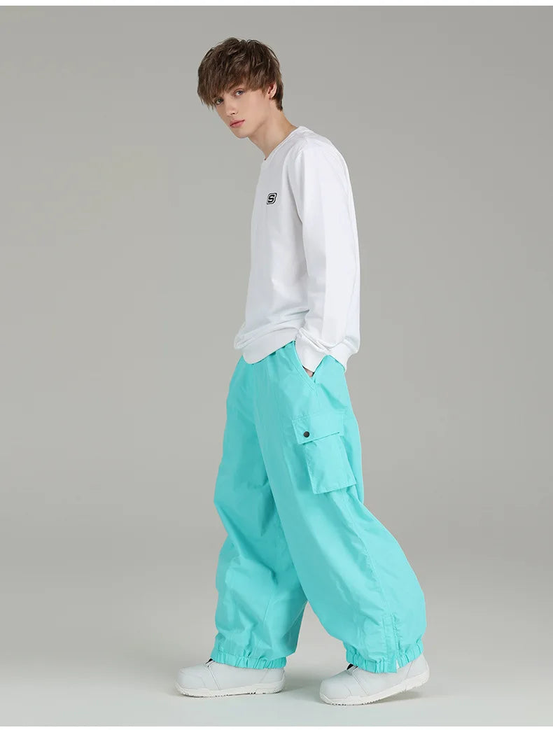 Ski Pants Elastic Waist Snowboard Wear Women Men Casual Solid Snow Pants Baggy Hip Hop Ski Clothing Loose Hipster Snow Trousers