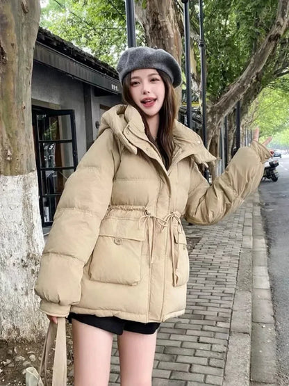 Puffer Jacket Women Warm Fashion Korean Mid-length Duck Down Coat Female 2024 New Winter White Duck Down Jacket Women