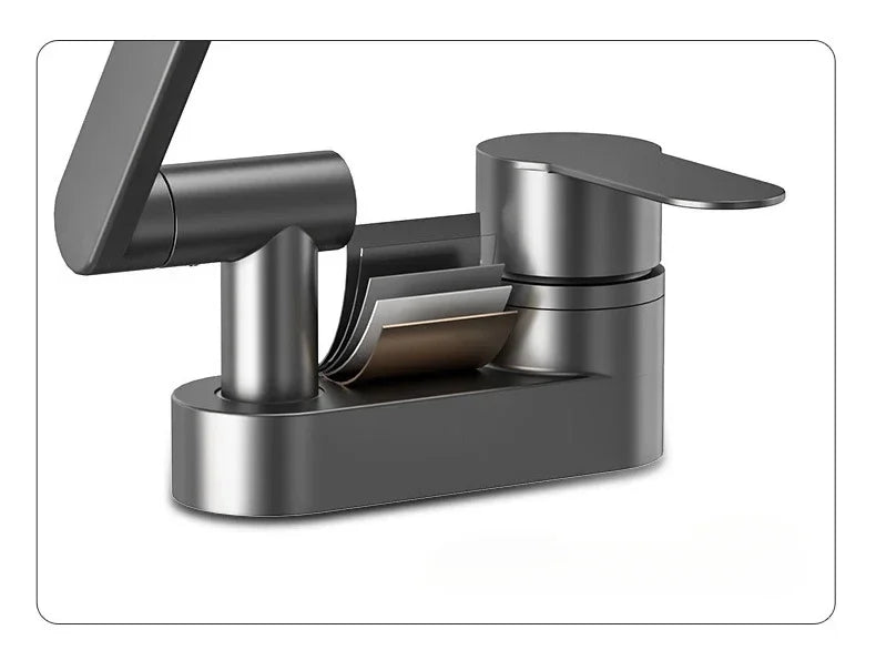 Double Hole Basin Faucets Bathroom Cold and Hot Mixing Tap 2 Modes Nozzle Faucet Sink Basin 360° Rotation Mixing Valve