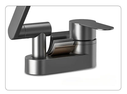 Double Hole Basin Faucets Bathroom Cold and Hot Mixing Tap 2 Modes Nozzle Faucet Sink Basin 360° Rotation Mixing Valve