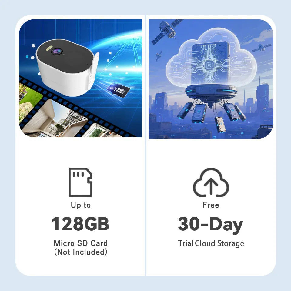 Waterproof Solar Powered WiFi Cameera Outdoor Home Security Camera Two-Way Audio PIR Motion Alarm Cloud Storage Battery Powered