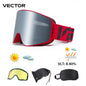 VECTOR Brand Double Layer Anti Fog Magnetic Absorption Cylindrical Ski Goggles UV400 Men Women Ski Glasses Snowboard poc glasses