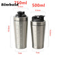 1pcs Stainless Steel Protein Powder Shaker Bottle with Ball Scale Leak Proof for Gym Fitness Sport Whey Shakes Water Cup
