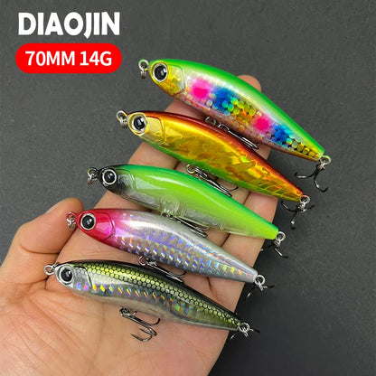 70mm 14g Pencil Fishing Lure Sinking Stickbait 3D Eyes Artificial Bait Long Casting Minnow Wobbler Bass Pike Fishing Tackle