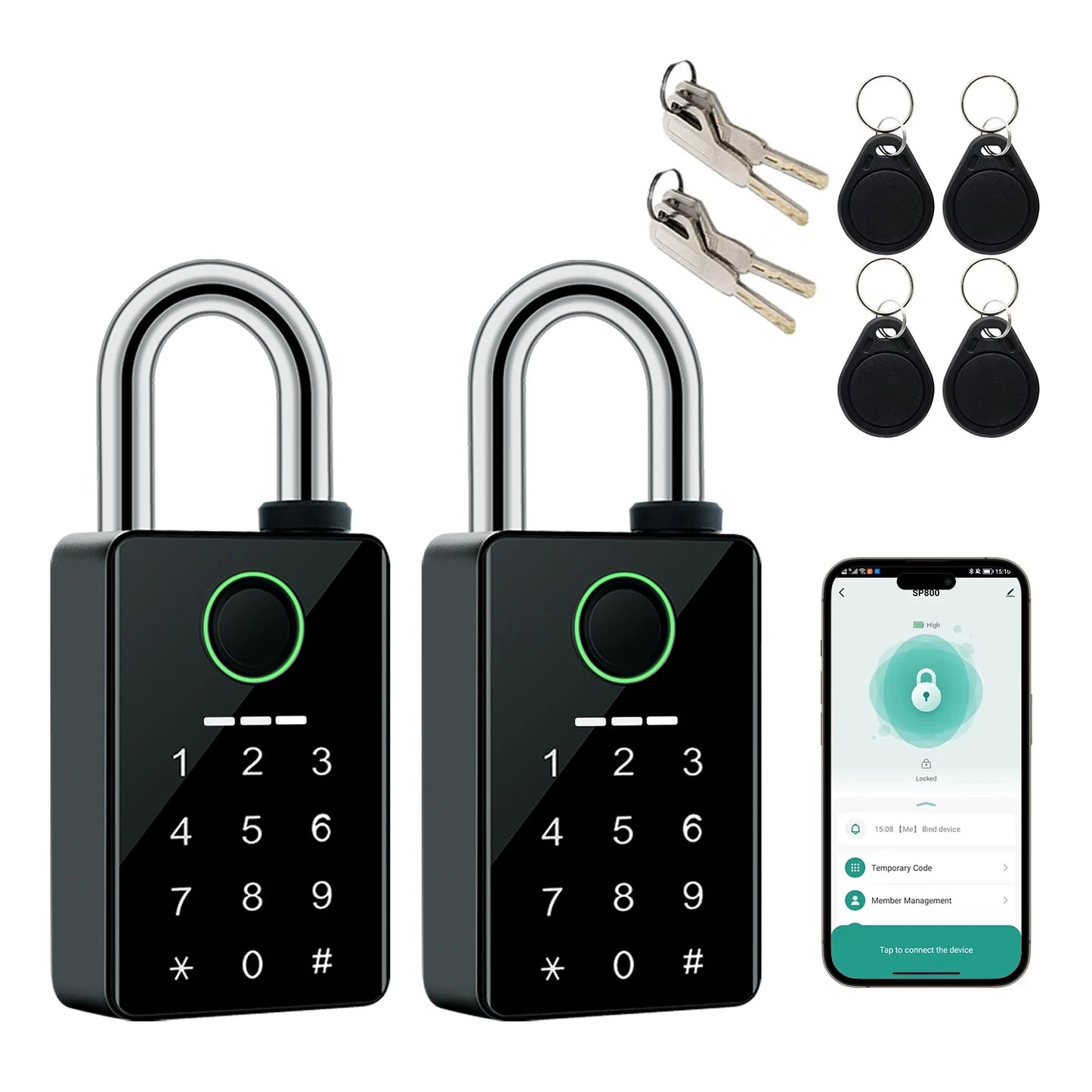 Tuya Password Bluetooth Padlock Touch Screen RFID IC Card Key Home Security Waterproof Cabinet Electronic Bag Luggage Padlock