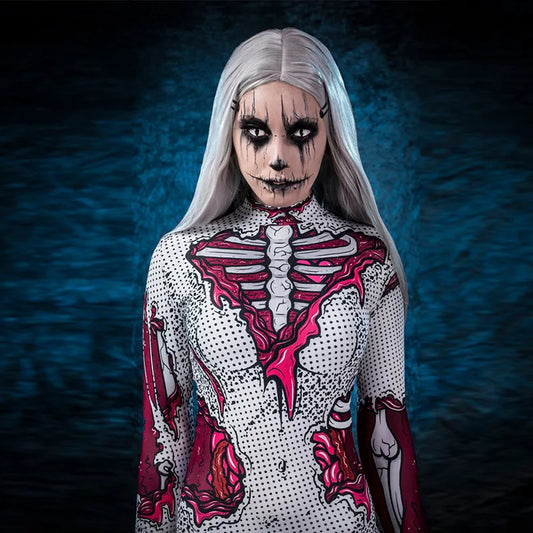Adult Halloween Costume Cosplay Scary Skeleton Skull Clothing Carnival Party Zombie Costumes Jumpsuit Full Sets Unisex Bodysuit