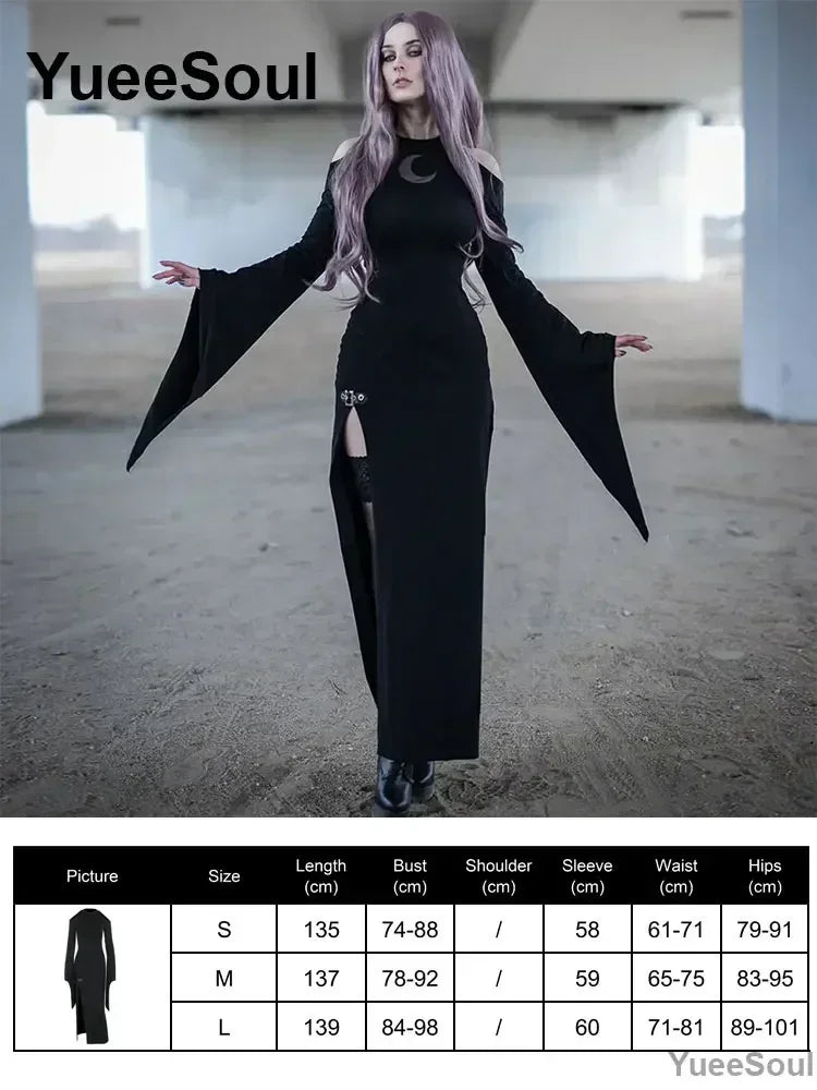 Halloween Gothic Grunge Punk Women Dress Long Sleeve Lace Slim Black Dresses 2025 New Y2K Harajuku Lolita Fairy Core Party Dress