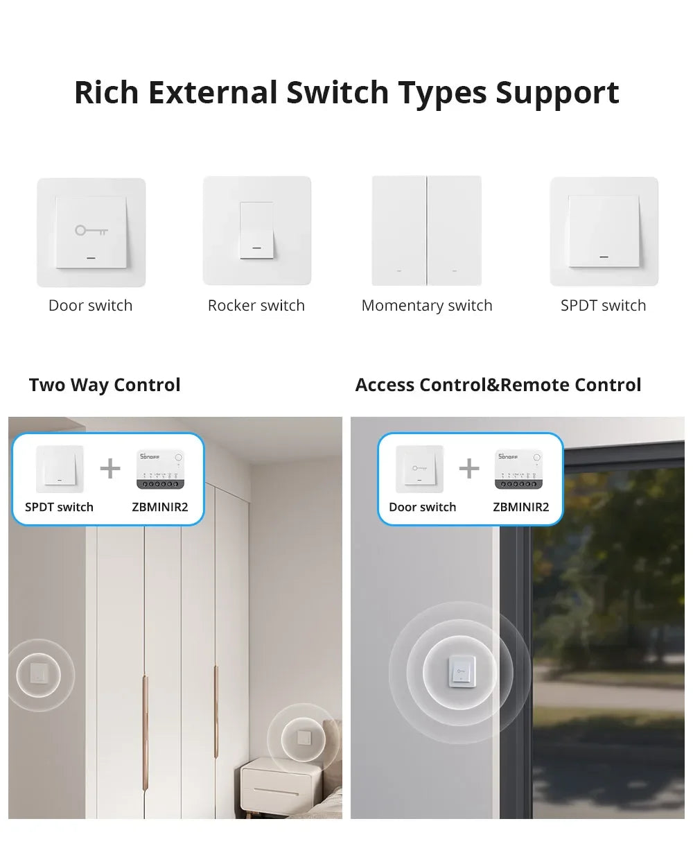 NEW SONOFF ZBMINIR2 Zigbee3.0 Mini Smart Switch Detach Relay Neutral Wire Required Remote Control Via Alexa Google SmartThings