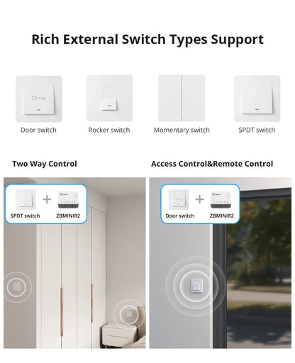 NEW SONOFF ZBMINIR2 Zigbee3.0 Mini Smart Switch Detach Relay Neutral Wire Required Remote Control Via Alexa Google SmartThings