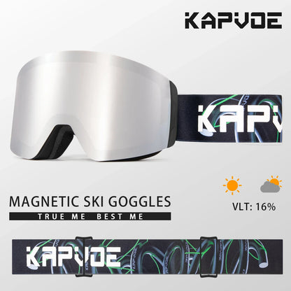 Kapvoe Photochromic Ski Goggles Magnetic Anti-Fog Lenses UV400 Protection Men Women Ski Goggles Winter Sports Eyewear