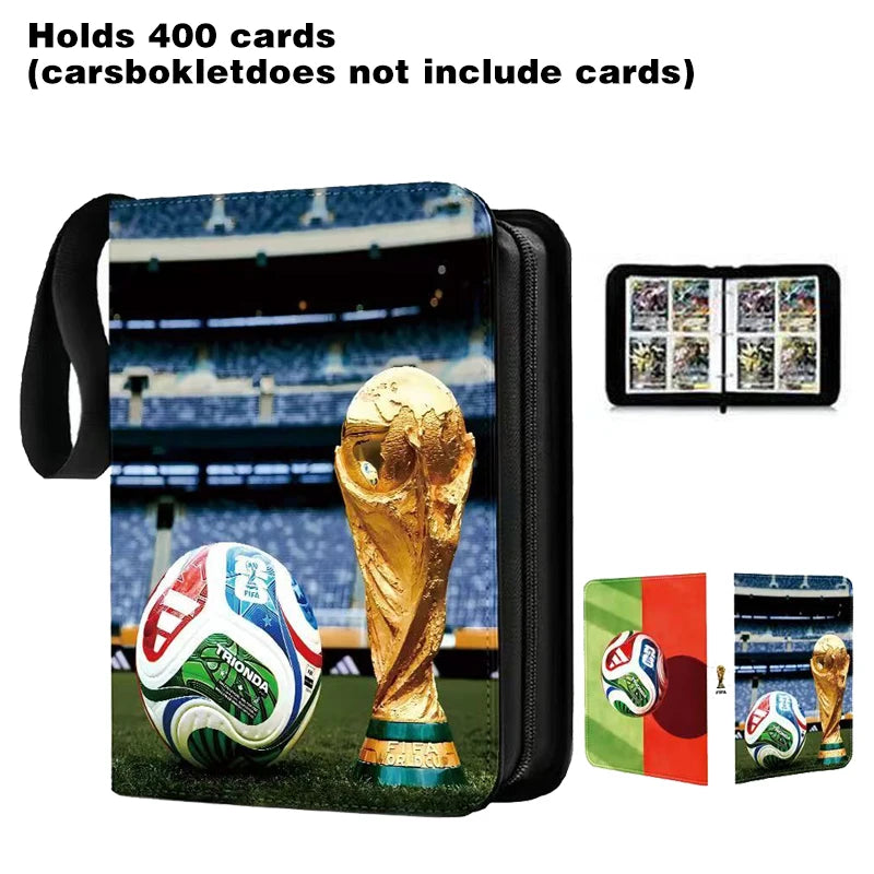 2026 World Cup Football Star Ronaldo Messi Mbappé 400/900pcs Album Book Folder Card Slots Collections Zipper Card Binder Holder