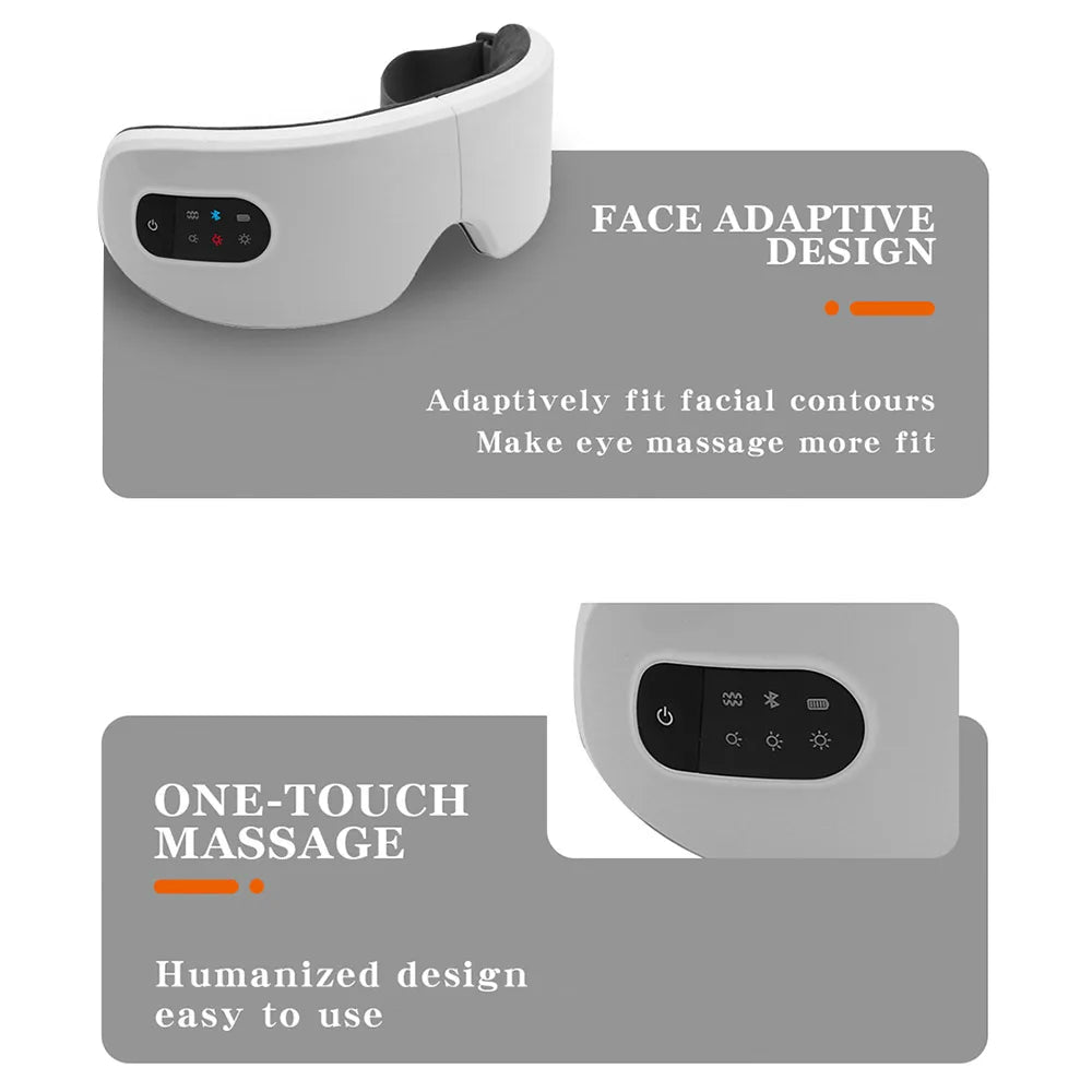 Smart  Electric Eye Massager Air Pressure Hot Compress Massage Glasses Foldable Bluetooth Music Eyes Massage USB Rechargeable