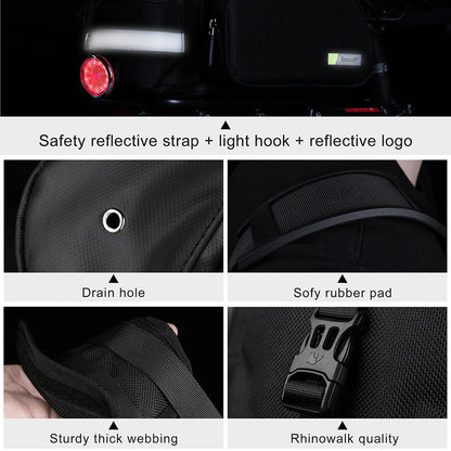 Rhinowalk Bicycle Pannier Bag Multifunctional Bike Rack Bag Trunk Saddle Cycling Large Capacity Travel Bag MTB With Rain Cover