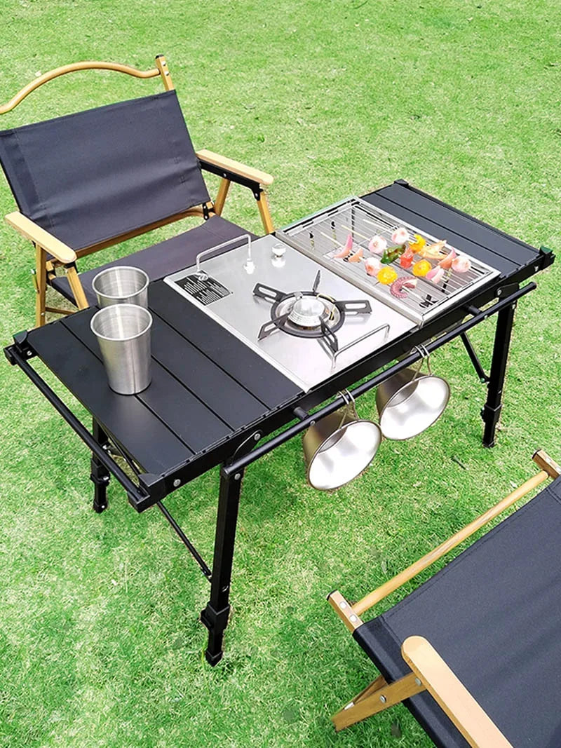 Lohascamping Camping Table IGT Folding multifunctional IGT table Full set roll Brazier table adjustable Desktop burner bbq table