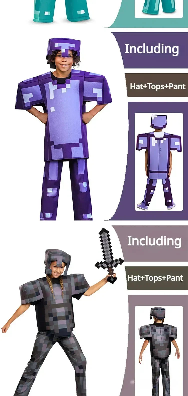 Carnival Party Dress Mask Classic Creeper Anime Game Character Set Diamond Armor Cosplay Costume Children's Clothing