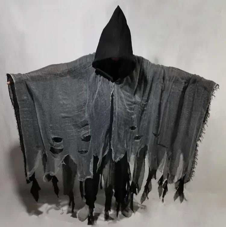 Mens Terrifying Halloween Costume Scary Hooded Cloak Horror Robe Gothic Masquerade Party Cosplay Dress Up Props Essential