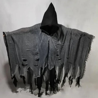 Mens Terrifying Halloween Costume Scary Hooded Cloak Horror Robe Gothic Masquerade Party Cosplay Dress Up Props Essential