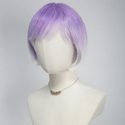 Colorful Gradient Wave Head Synthetic Wig for Women Anime Party Cosplay Birthday Party Wig with Bangs
