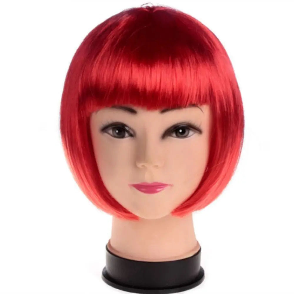 Lady Wig Women's Short Straight Bangs Full Hair Wigs Cosplay Party Hair Bob Wig Multiple Color Synthetic Hair