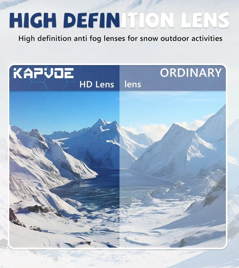 Kapvoe Photochromic Ski Goggles Magnetic Anti-Fog Lenses UV400 Protection Men Women Ski Goggles Winter Sports Eyewear