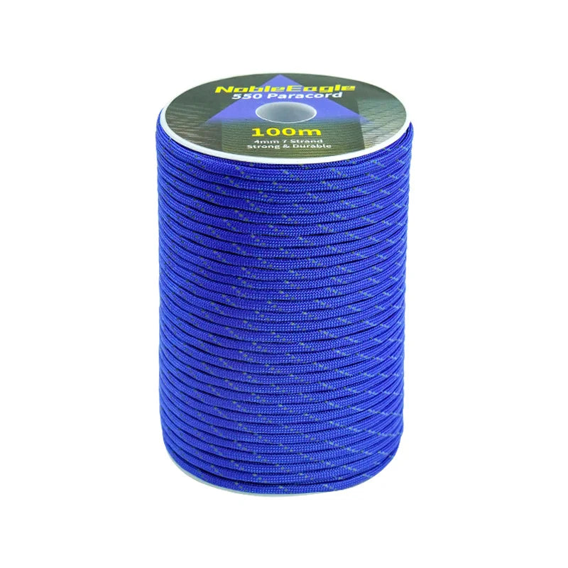 Reflective Paracord Rope, Military, 7 Strand, 4mm, 550 Tactical Parachute Cord, Camping Tent, Lanyard, DIY Bracelet Weaving Rope