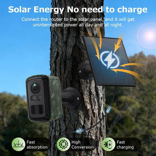 UBOX 5MP Mini 4G Solar Camera Outdoor WiFi Surveillance Camera Camouflage Wildlife Cam CCTV PIR Detection Color/IR Night Vision
