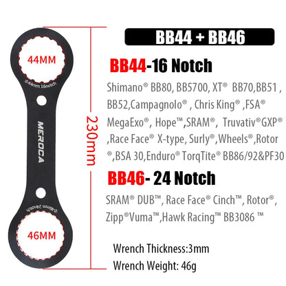 Bicycle Bottom Bracket Wrench Spanner Bike BB Wrench Removal Installation Tool Remover BB39 BB44 BB46 BB40.5 16/24 Notch