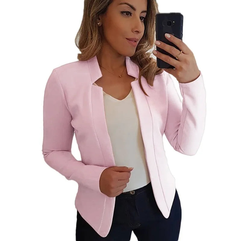 Women Thin White Blazers Spring 2025 Female Summer Blazer Long Sleeve Open Stitch OL Womens Slim Coats Femme Ladies Black Tops