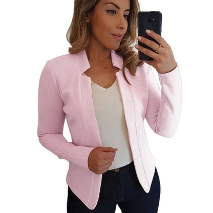 Women Thin White Blazers Spring 2025 Female Summer Blazer Long Sleeve Open Stitch OL Womens Slim Coats Femme Ladies Black Tops