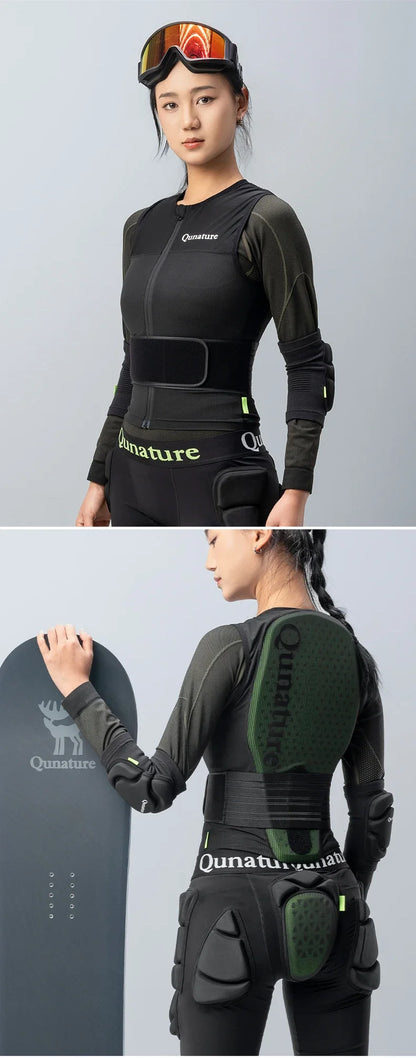 Qunature Winter Ski Vest CE1 Level Anti-Collision Waist Protector Sports Vests Protection Adults Vest Anti-Fall Vest Jackets