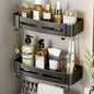 1pc Non-Drill Aluminum Bathroom Storage Rack - Wall-Mounted Corner Shelf for Shampoo, Makeup, and Accessories