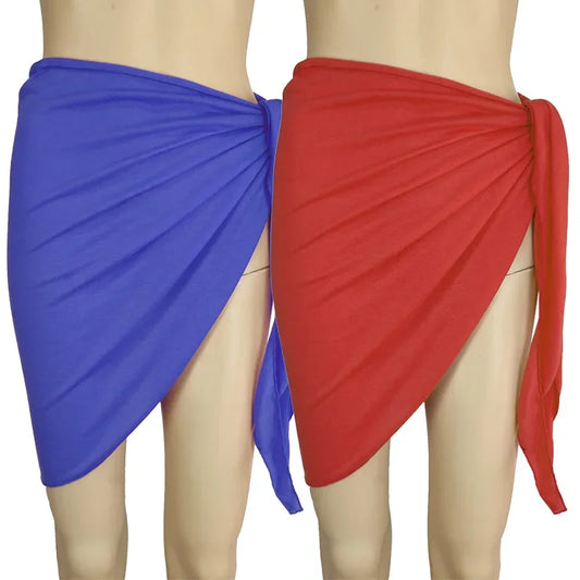 Summer Solid Bikini Cover Ups Shorts Pareo Wraps Sarong Skirt Swimsuit Beachwear Women Beach Skirts Swimwear Half Wrapped Skirt