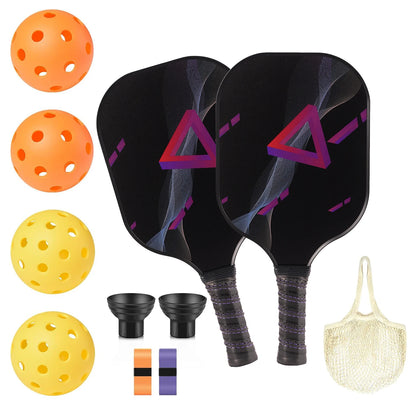Graphite Pickleball Paddles Set of 2 USAPA Approved Carbon Fiber Surface Anti-Slip Sweat-Absorbing Grip Portable Carry Bag