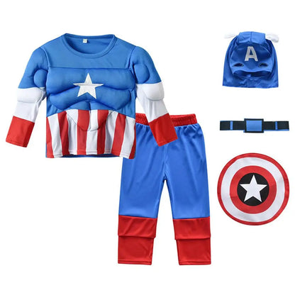 Spiderman Costume Spider-Man Muscle Suit Cosplay Superhero Avengers Boys Girls Long Sleeve Top Pant Cape Halloween Birthday Gift