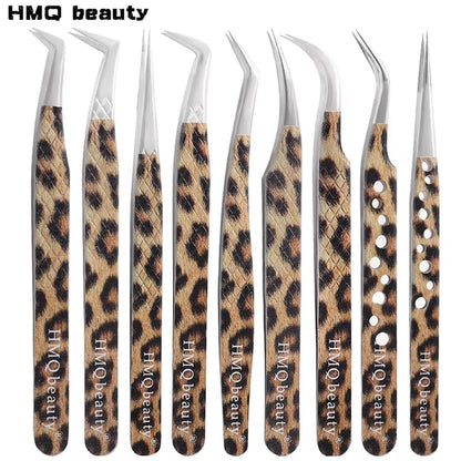Leopard Eyelash Tweezers Stainless Steel High Quality Lash Tweezer For Lashes Extension Anti-Static 3D Accurate Clip Makeup Tool